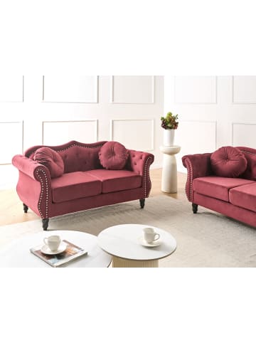 Beliani 3-tlg 2-Sitzer Sofa SKIEN in Rot/Schwarz