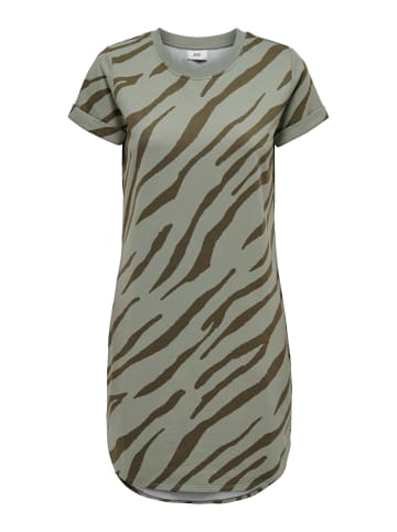 JACQUELINE de YONG Kurzes T-Shirt Kleid Knielang Gestreift JDYIVY in Olive