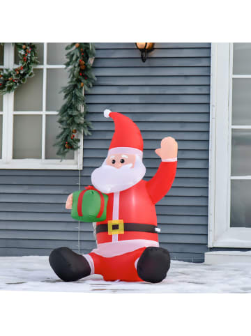HOMCOM Selbstaufblasbarer Weihnachtsmann-L70 x B50 x H120 cm-Rot