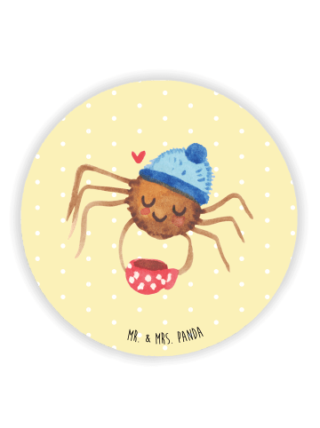 Mr. & Mrs. Panda Kühlschrankmagnet Spinne Agathe Kaffee ohne Spruch in Gelb Pastell