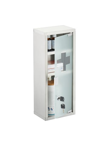 relaxdays Medizinschrank in Silber - (B)45 x (H)18 x (T)12 cm