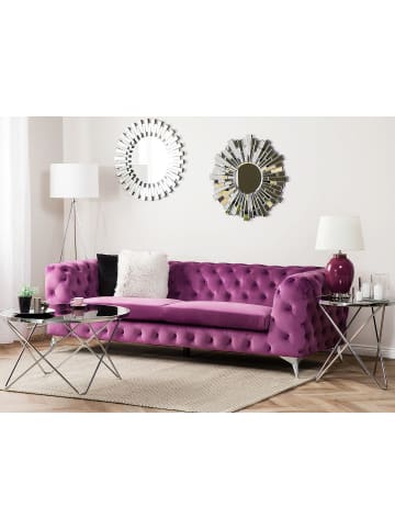 Beliani 3-Sitzer Sofa SOTRA in Violett/Silber - (W) 224 x (H) 70 x (L) 85 cm