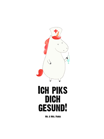 Mr. & Mrs. Panda Wasserflasche Einhorn Krankenschwester mit Spruch in Weiß