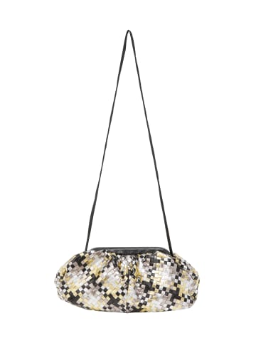 faina Women Clutch in White Black Yellow