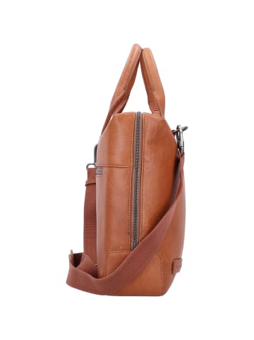 Plevier Rock Basalt Aktentasche Leder 41 cm Laptopfach cognac