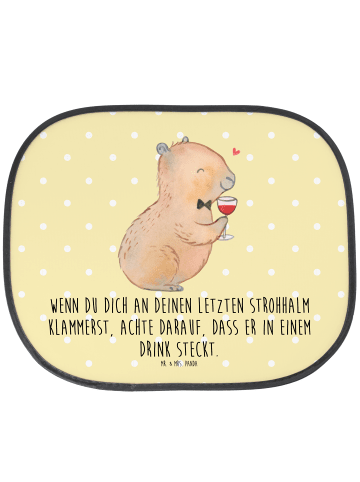 Mr. & Mrs. Panda Auto Sonnenblende Capybara Wein mit Spruch in Gelb Pastell