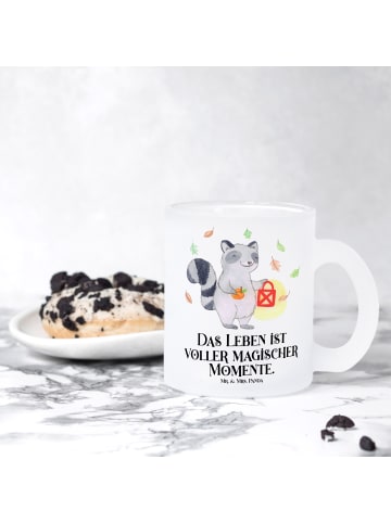 Mr. & Mrs. Panda Teetasse Waschbär Laterne mit Spruch in Transparent