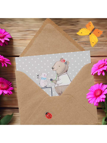 Mr. & Mrs. Panda Einladungskarte Tierarzt Helden mit Spruch in Grau Pastell