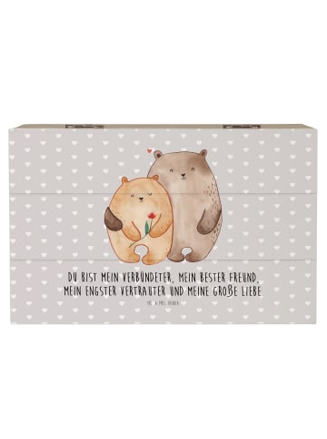 Mr. & Mrs. Panda Holzkiste Bären Liebe mit Spruch in Grau Pastell