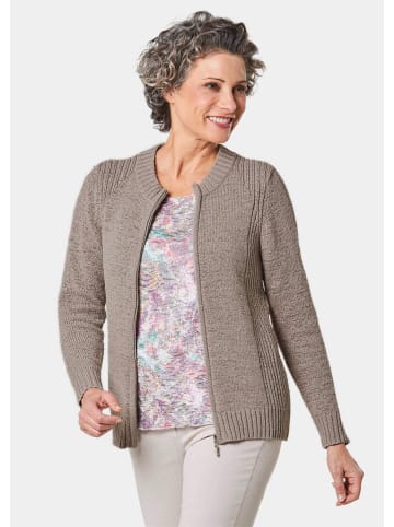 GOLDNER Strickjacke Strickjacke aus Bändchengarn in schöner Melange-Optik in helltaupe
