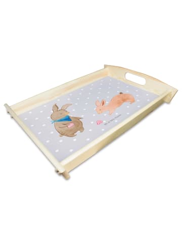 Mr. & Mrs. Panda Tablett Hasen Muschel ohne Spruch in Grau Pastell