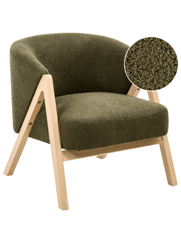 Beliani Sessel SKEI in Grün/Braun - (W) 67 x (H) 69 x (L) 66 cm