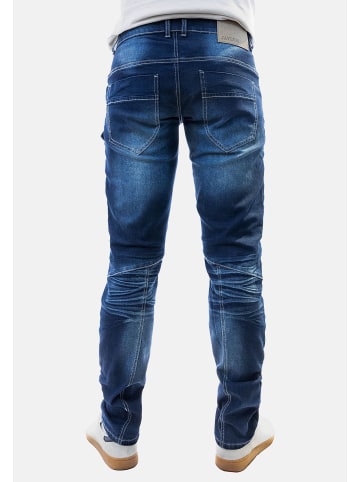 Jaylvis Denim Style Jeans Hose mit Kontrastfalten und Zip in Blau