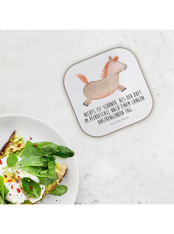 Mr. & Mrs. Panda gläseruntersetzer Pferd Springen mit Spruch in Weiß