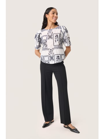 Soaked in Luxury Kurzarm-Bluse SLReesha Gerade Passform in Broken White w. Navy