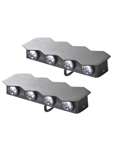 Beliani 2er-Set LED-Wandleuchte für den Außenbereich WELDON in Schwarz