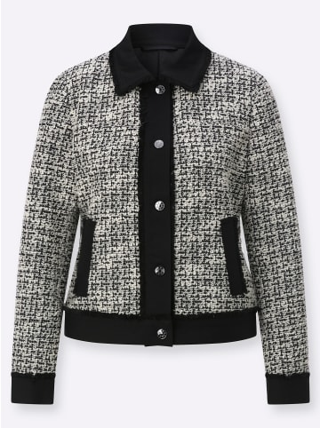 creation L Bouclé-Blazer in schwarz-ecru-gemustert