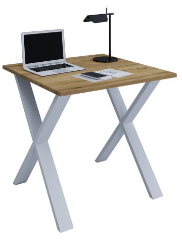 VCM  Büromöbel Schreibtisch Computertisch Lona X SW in Silber / Honig-Eiche