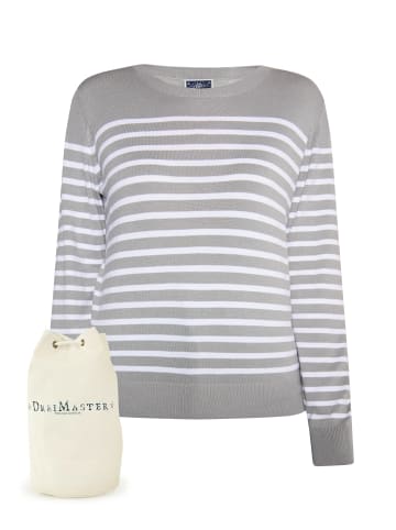 DreiMaster Maritim Strickpullover + Shopping Bag - Set in Grau Weiss