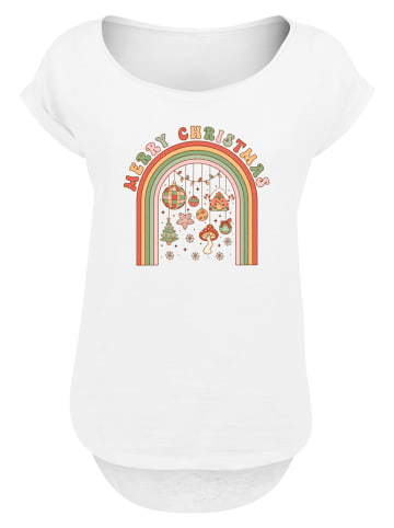 F4NT4STIC Long Cut T-Shirt Merry Weihnachten Cozy Vibes in weiß