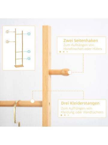 HOMCOM Garderobenständer-36L x 24B x168H cm-Naturholz