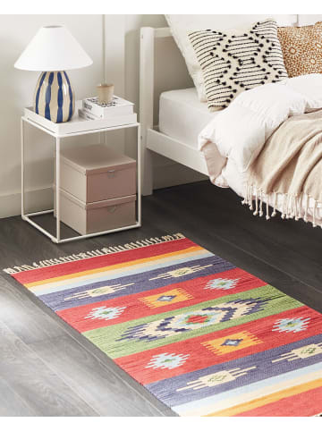 Beliani Kelim KAMARIS in Bunt/Rot/Blau - (W) 80 x (L) 150 cm