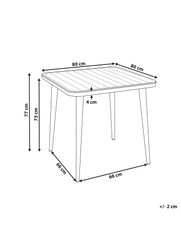 Beliani Gartentisch NATURNO in Beige - (W) 80 x (H) 77 x (L) 80 cm