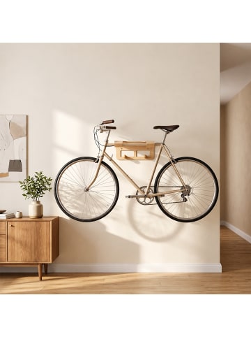 relaxdays Fahrrad Wandhalterung in Weiß - (B)35 x (H)9,5 x (T)30,5 cm