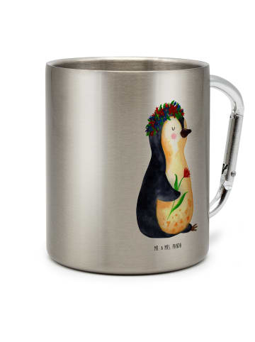 Mr. & Mrs. Panda Tasse Pinguin Blumen ohne Spruch in Silber
