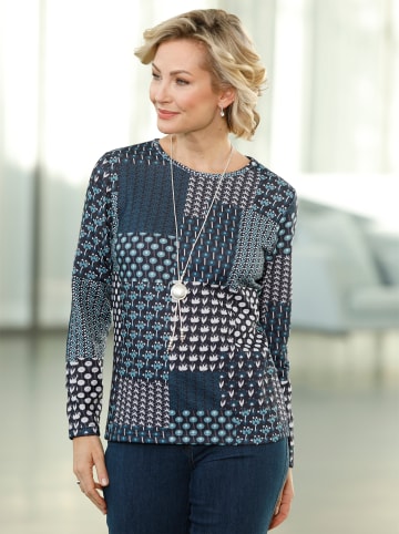 WITT WEIDEN Shirt in petrol-schwarz-bedruckt