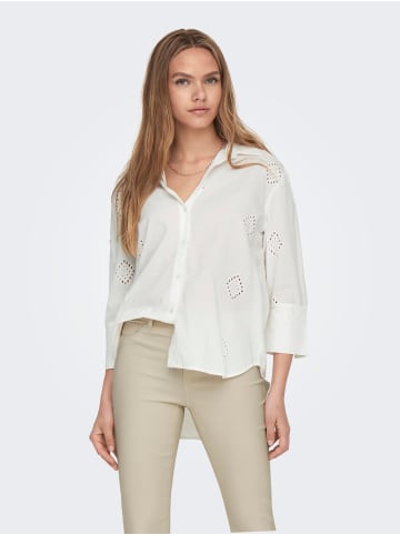 JACQUELINE de YONG Trendiges Hemd mit Lochstickerei und längerer Rückenpartie in Weiß