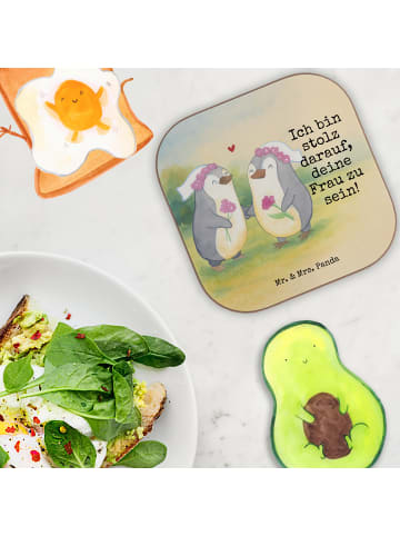 Mr. & Mrs. Panda Untersetzer für Gläser Pinguine Lesbian Pride D... in Weiß