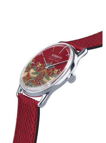 August Berg Armbanduhr Morris & Co. Crimson Strawberry Thief in silver crimson