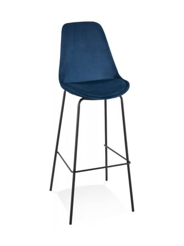 KADIMA DESIGN Barhocker Dunkelblau Samt Metall | Amerikanischer Stil in Blau-Schwarz