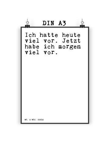 Mr. & Mrs. Panda Art Print Ich hatte heute viel... mit Spruch in Weiß