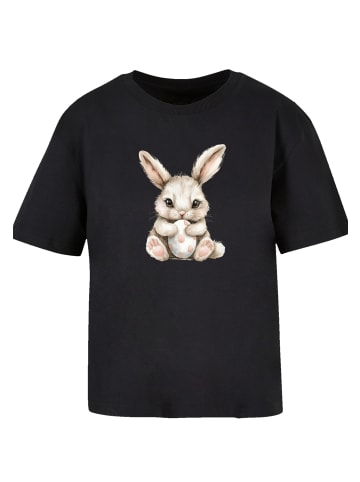 F4NT4STIC Tee Niedlicher Osterhase mit Ei in schwarz