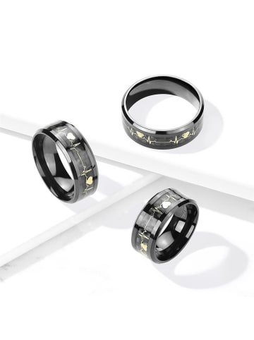 Bungsa Ring in Schwarz, goldendes Inlay