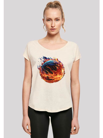 F4NT4STIC Long Cut T-Shirt Basketball On Fire Sport LONG in Whitesand