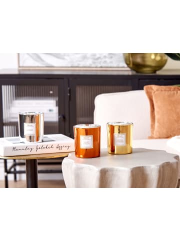 Beliani 3er-Set Kerze METALLIC GLAMOUR in Gold/Silber/Orange