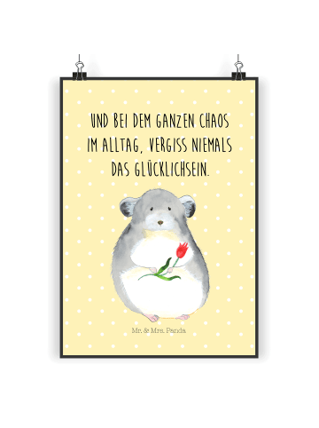 Mr. & Mrs. Panda Poster Chinchilla Blume mit Spruch in Gelb Pastell