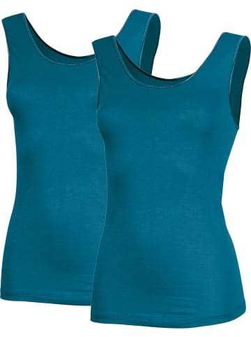 Erwin Müller Feinripp Unterhemd 2er-Pack in petrol