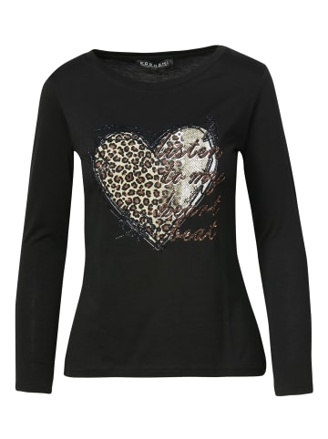 KOROSHI Langarm-T-Shirt in SCHWARZ