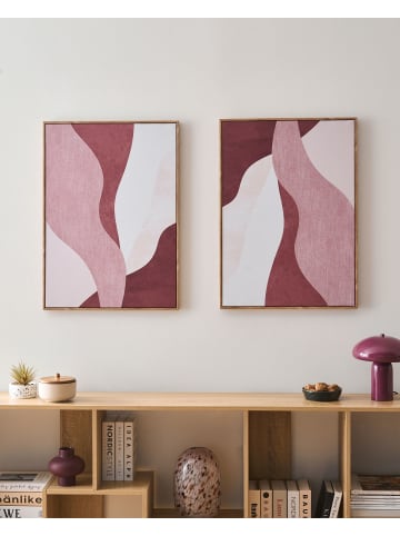 Beliani 2-tlg Wandbild mit Rahmen GOWRAN in Rosa/Weiß