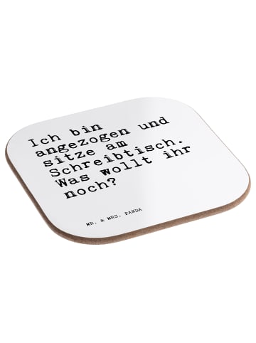 Mr. & Mrs. Panda Glas-Untersetzer Ich bin angezogen und... mit S... in Weiß