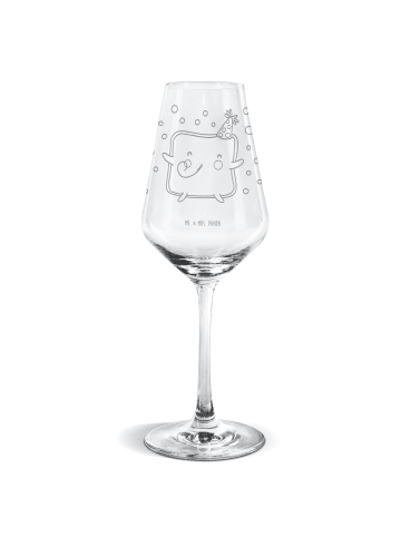 Mr. & Mrs. Panda Weißwein Glas Toast Party ohne Spruch in Transparent