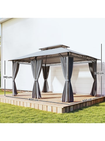 Outsunny Pavillon,300cmx 400cm x 280cm,grau
