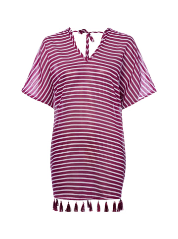 Venice Beach Strand-Kaftan in aubergine ecru - 0001