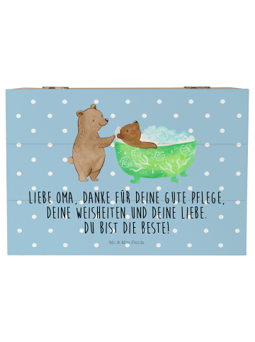 Mr. & Mrs. Panda Geschenkbox Oma Baden mit Spruch in Blau Pastell