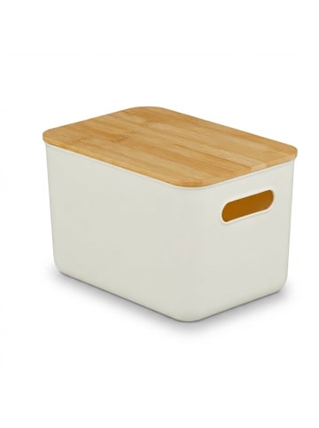 relaxdays 2x Aufbewahrungsbox in Weiß/ Natur - (B)26 x (H)16 x (T)17,5 cm