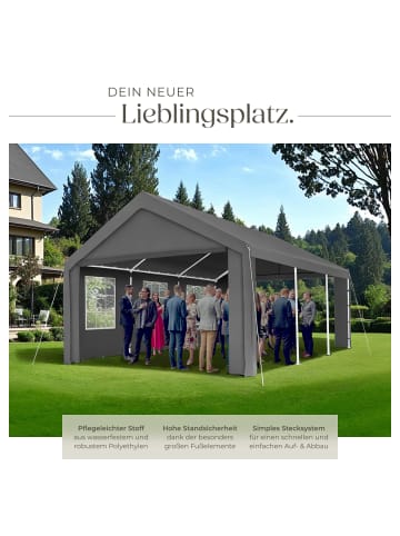 tectake Pavillon Jasko inklusive Spannseilen und Heringen, grau